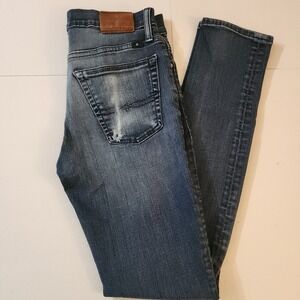 D88 Lucky Brand Rebel Super Skinny Distressed Jeans Dark Wash Denim 29x32 Womens